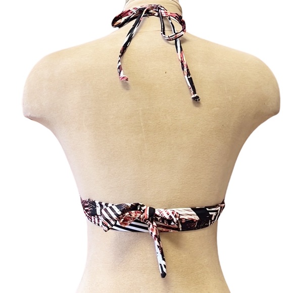 Express Bikini Top Swim Black Print Mesh Swimsuit S Small New - Picture 3 of 6